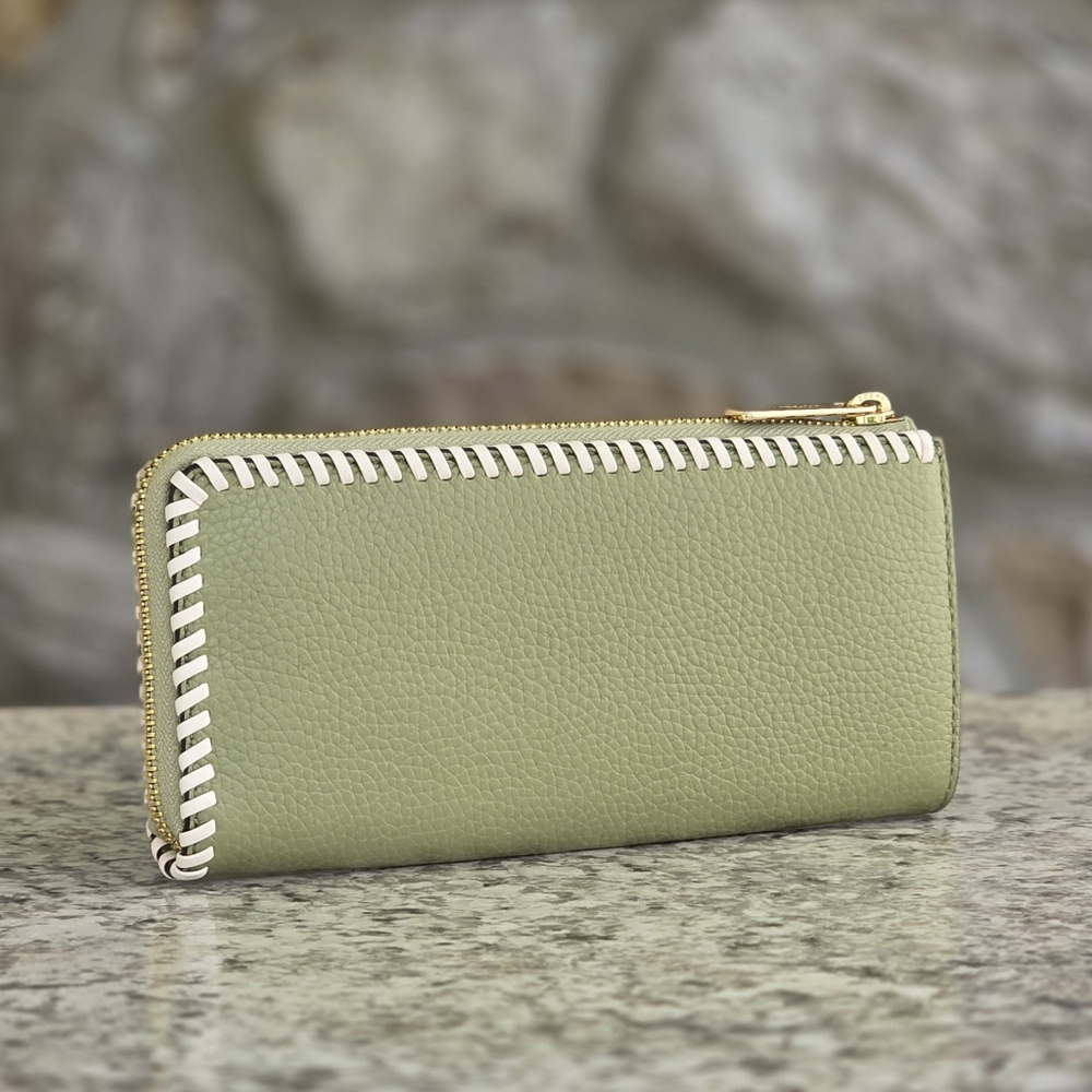 Michael Kors Jet Set Large Whipstitch Green Wallet - Picture 2 of 6